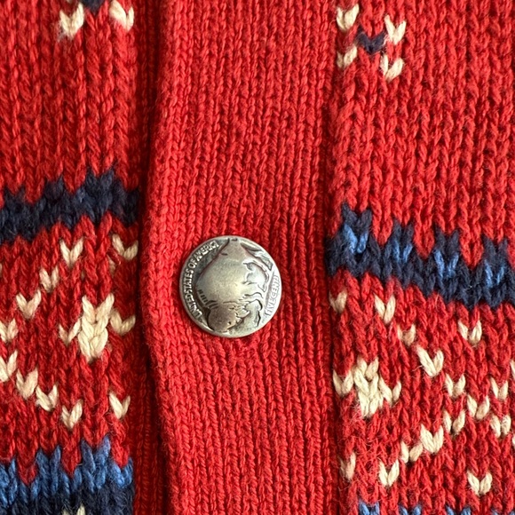 Ralph Lauren Red and Navy Knit Cardigan - Picture 5 of 9